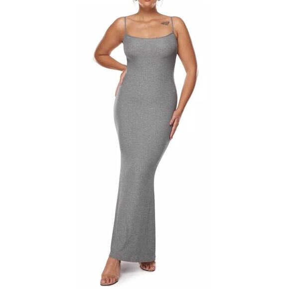 Women's Maxi Bodycon Dress Lounge Slip Spaghetti Strap Long Tank Ribbed Large - Picture 1 of 10